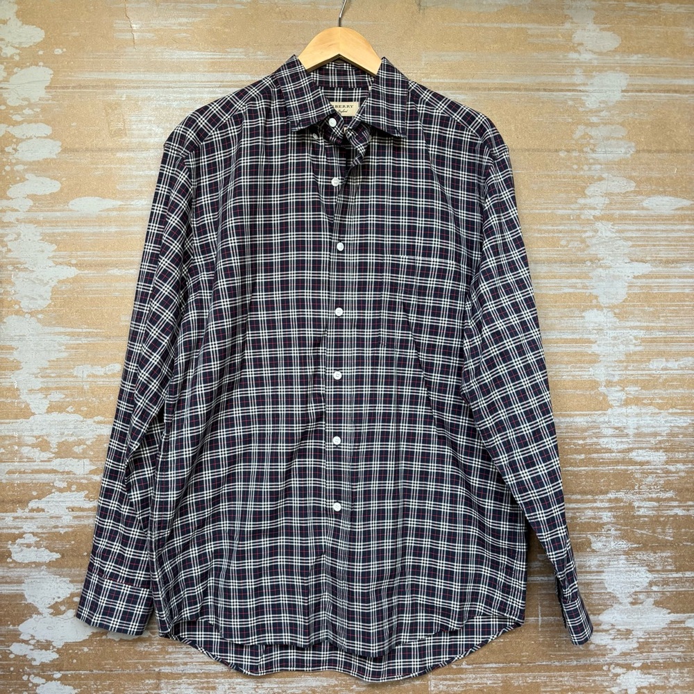 Burberry Plaid Button Down Shirt Designer Classic Career Preppy Mens XL